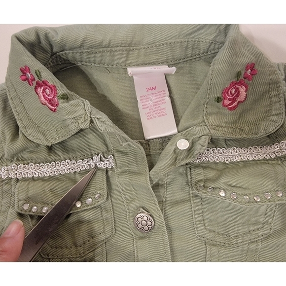 Nanette Girls Embroidered Collar Gemstone Button-up Jacket - Picture 7 of 7